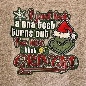 Grinch Christmas Long Sleeve T-Shirt Heather Gray New